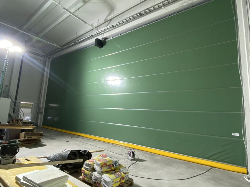 fabric helicopter hangar doors installation at
